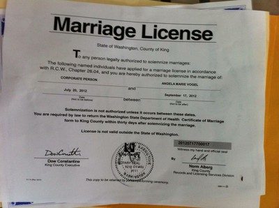 City Offers Marriage License To Corporation
